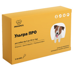 Ультра ПРО 1 мл капли для собак весом 4-10 кг, 1 пипетка